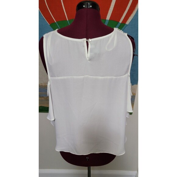 Women's I.N. SAN FRANCISCO Top Blouse Shirt Tank Cold Shoulder Cream  XL - Picture 2 of 7